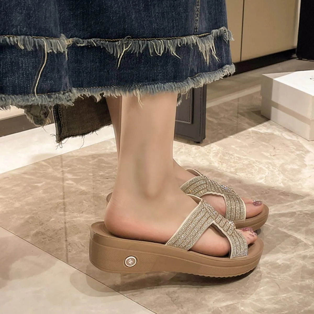 HESBITEUL Womens Platform Sandals Comfortable Walking Orthopedic Slippers Ladies Arch Support Sandals