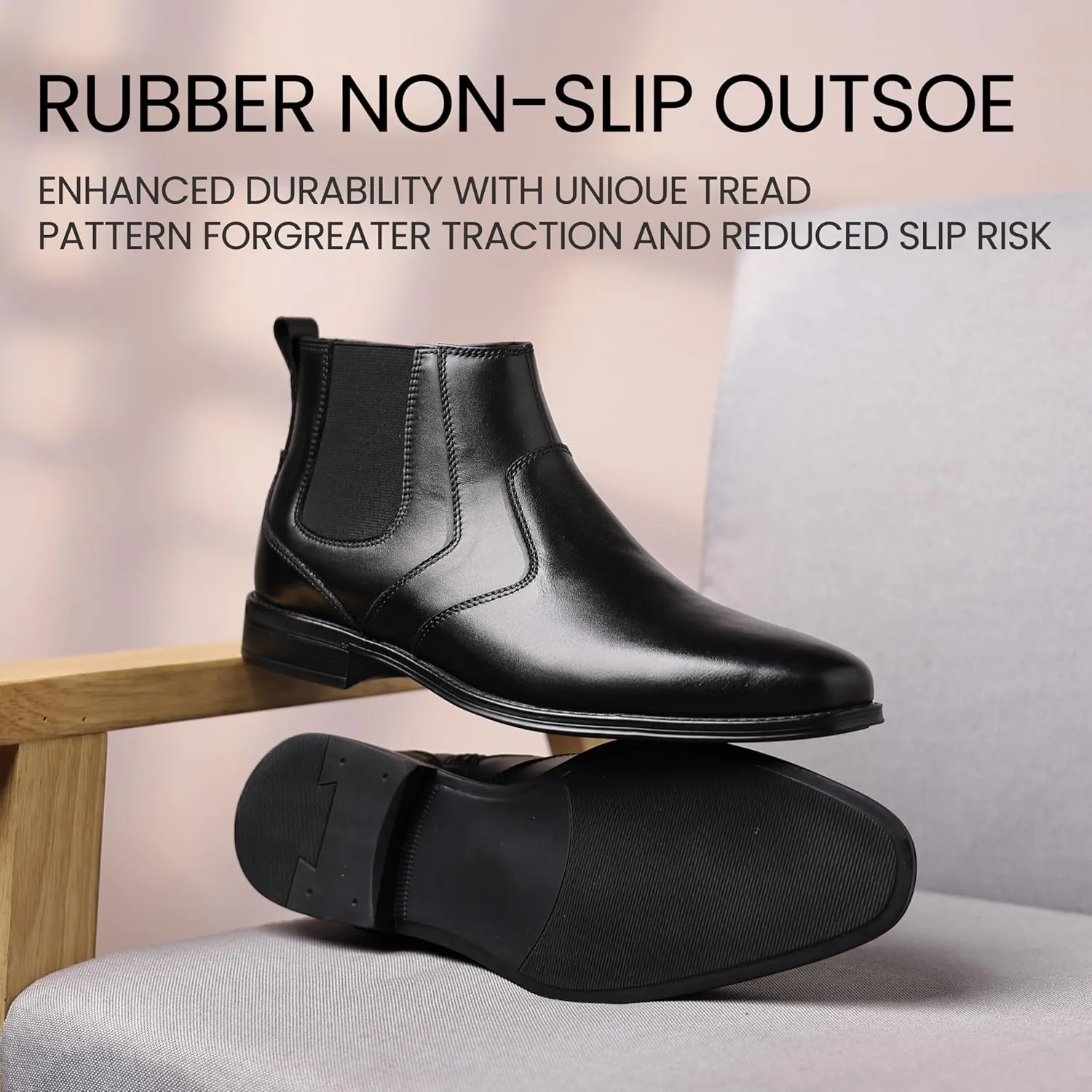 Holy dove Chelsea Boots Men – Genuine Leather,Chelsea Boots for Men with Side Zipper, Casual Slip-On Ankle Boots, Chukka & Oxford Style Dress Boots