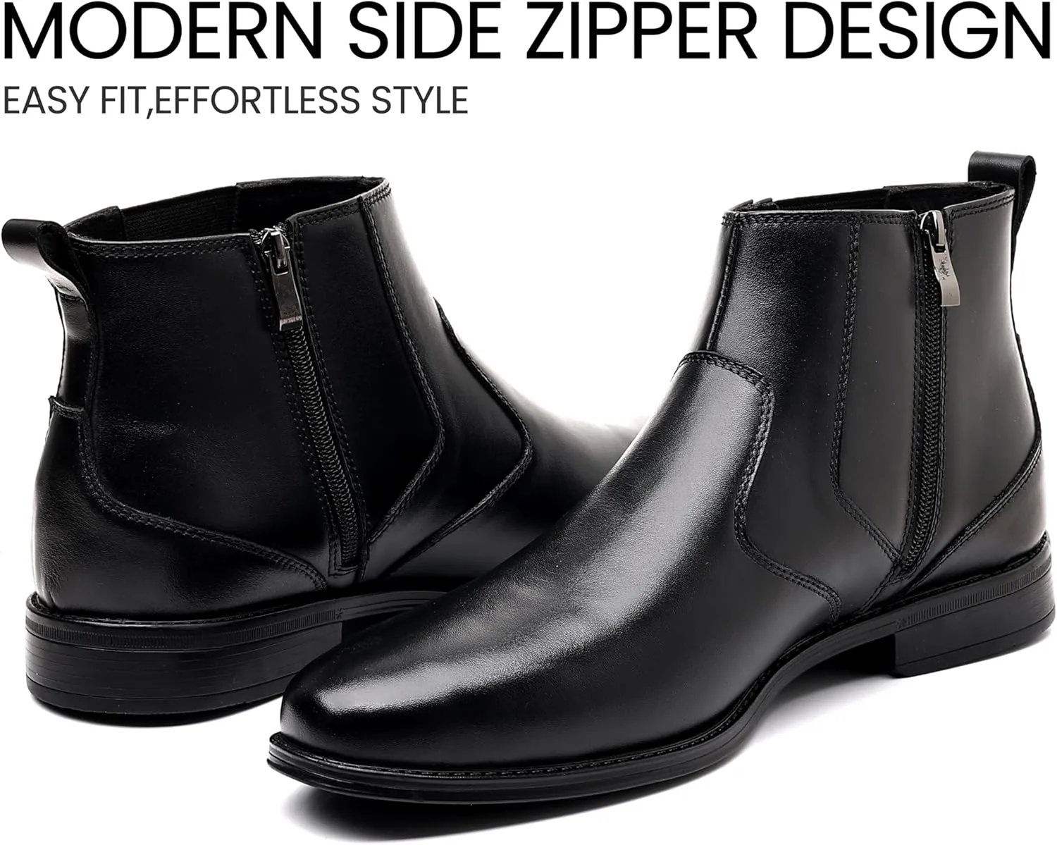 Holy dove Chelsea Boots Men – Genuine Leather,Chelsea Boots for Men with Side Zipper, Casual Slip-On Ankle Boots, Chukka & Oxford Style Dress Boots