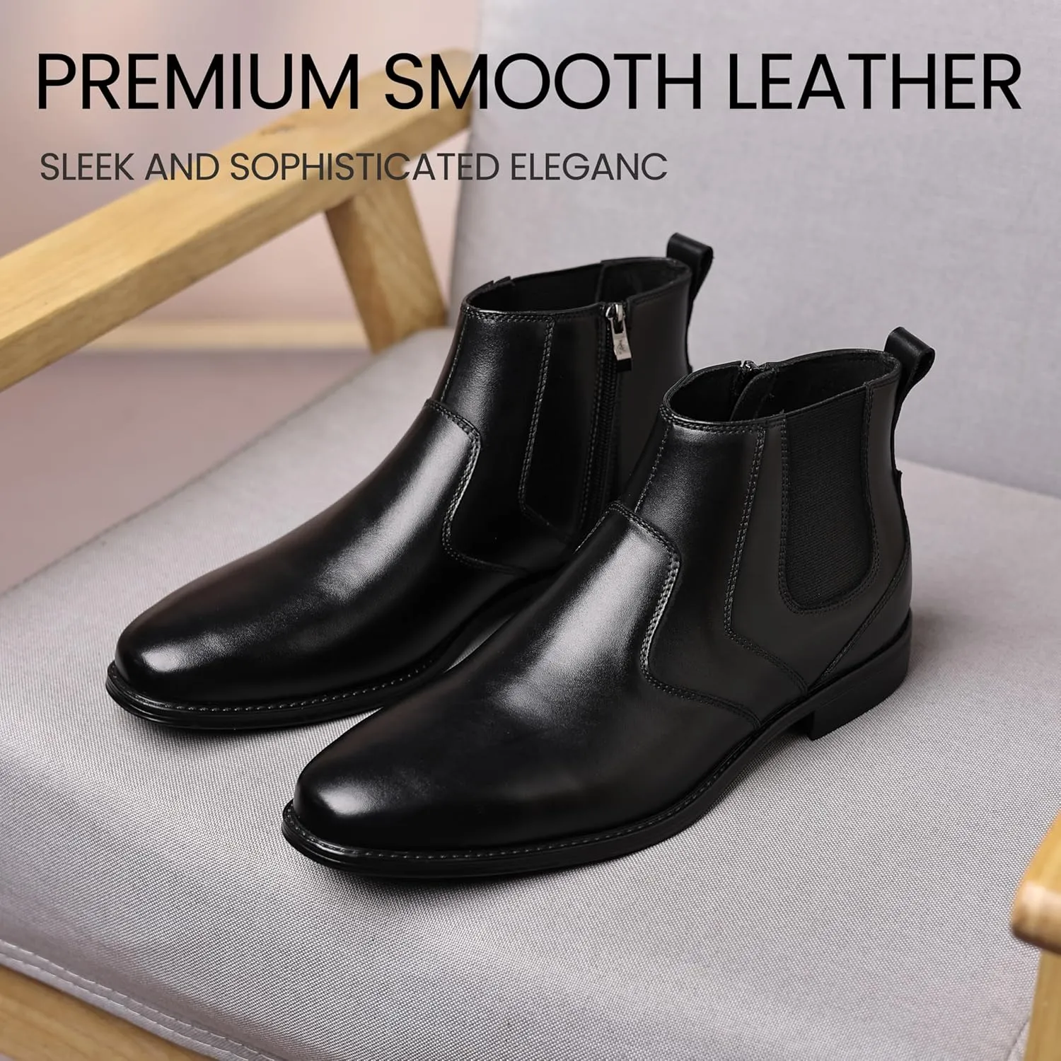 Holy dove Chelsea Boots Men – Genuine Leather,Chelsea Boots for Men with Side Zipper, Casual Slip-On Ankle Boots, Chukka & Oxford Style Dress Boots