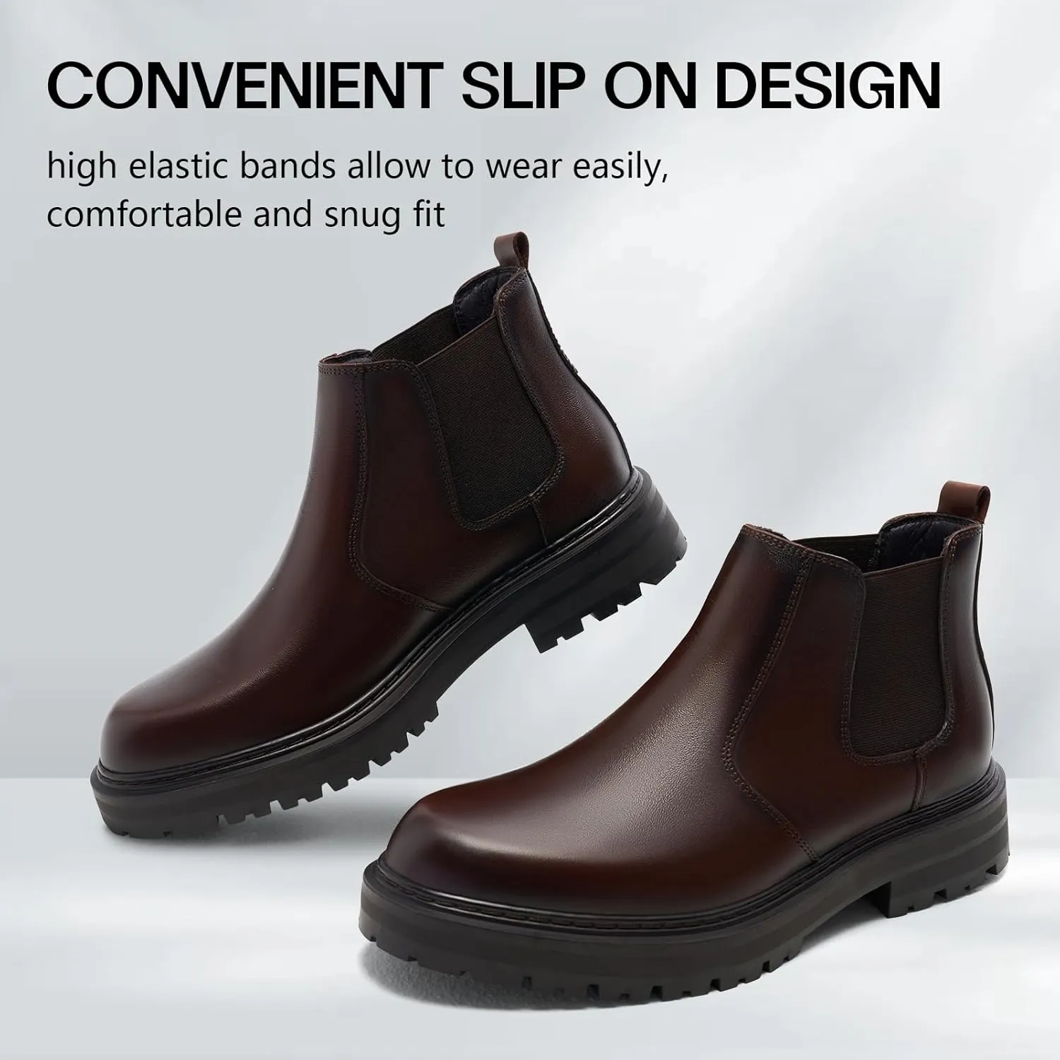 Holy dove Mens Chelsea Boots Leather Ankle Boots for Men Classic Stylish Slip On Dress Boots for Casual Fomal Wear