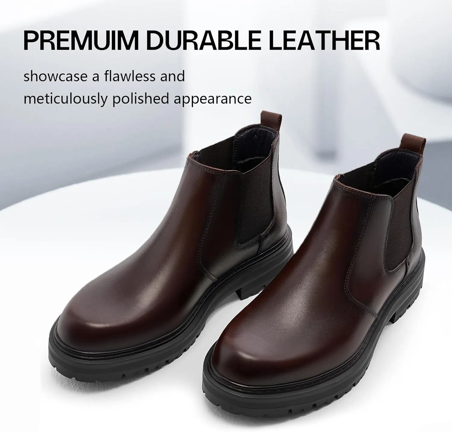 Holy dove Mens Chelsea Boots Leather Ankle Boots for Men Classic Stylish Slip On Dress Boots for Casual Fomal Wear