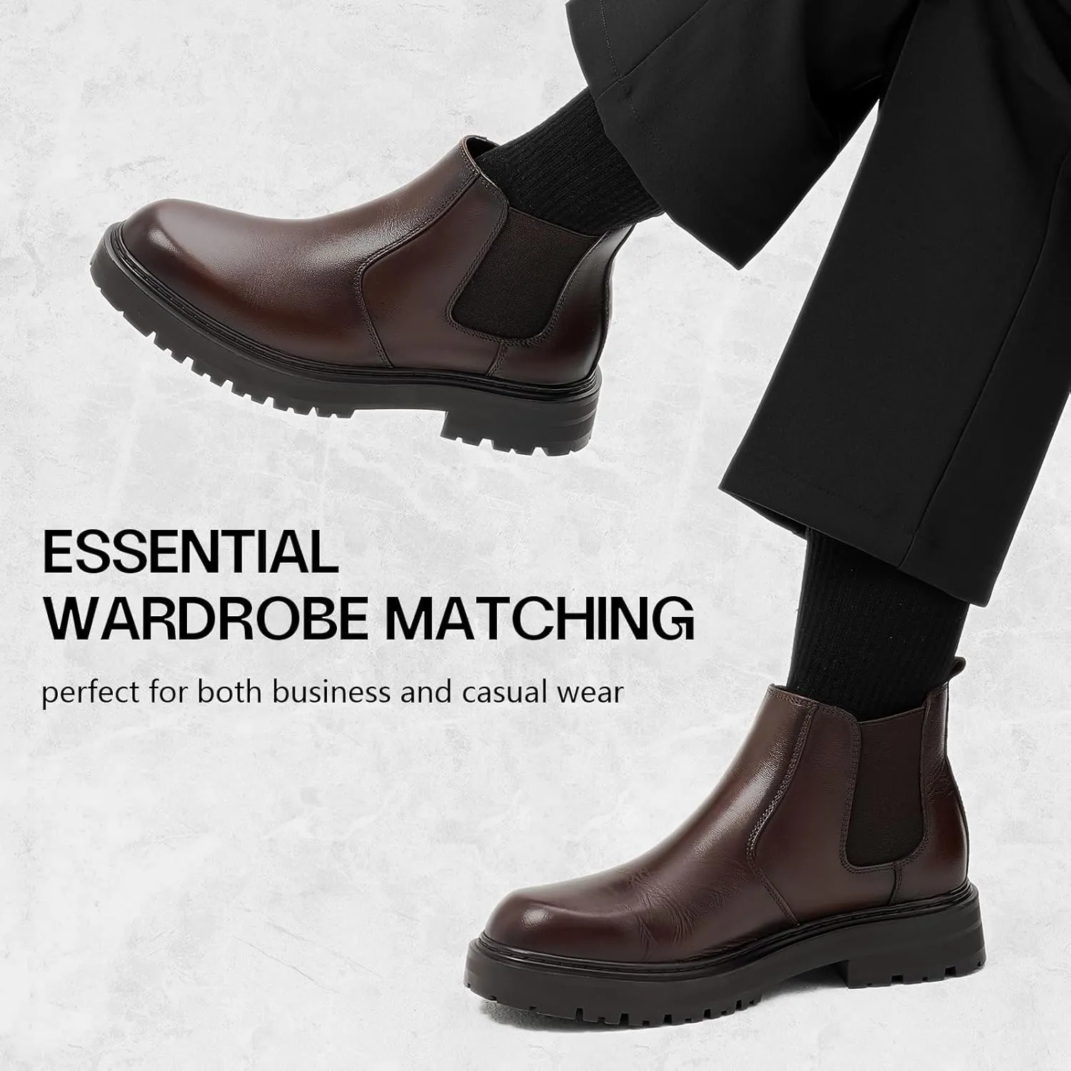 Holy dove Mens Chelsea Boots Leather Ankle Boots for Men Classic Stylish Slip On Dress Boots for Casual Fomal Wear