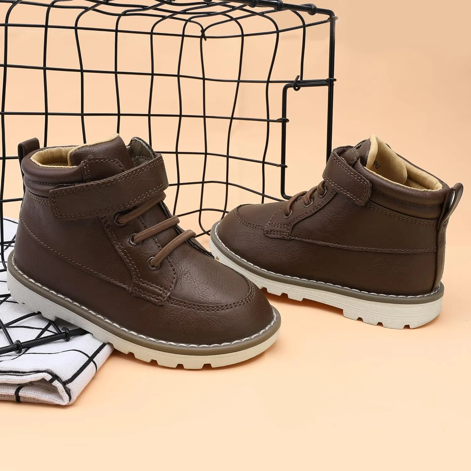 HOMEHOT Boys Fashion Boots High Top Sneakers Faux Leather (toddller/littile kids)