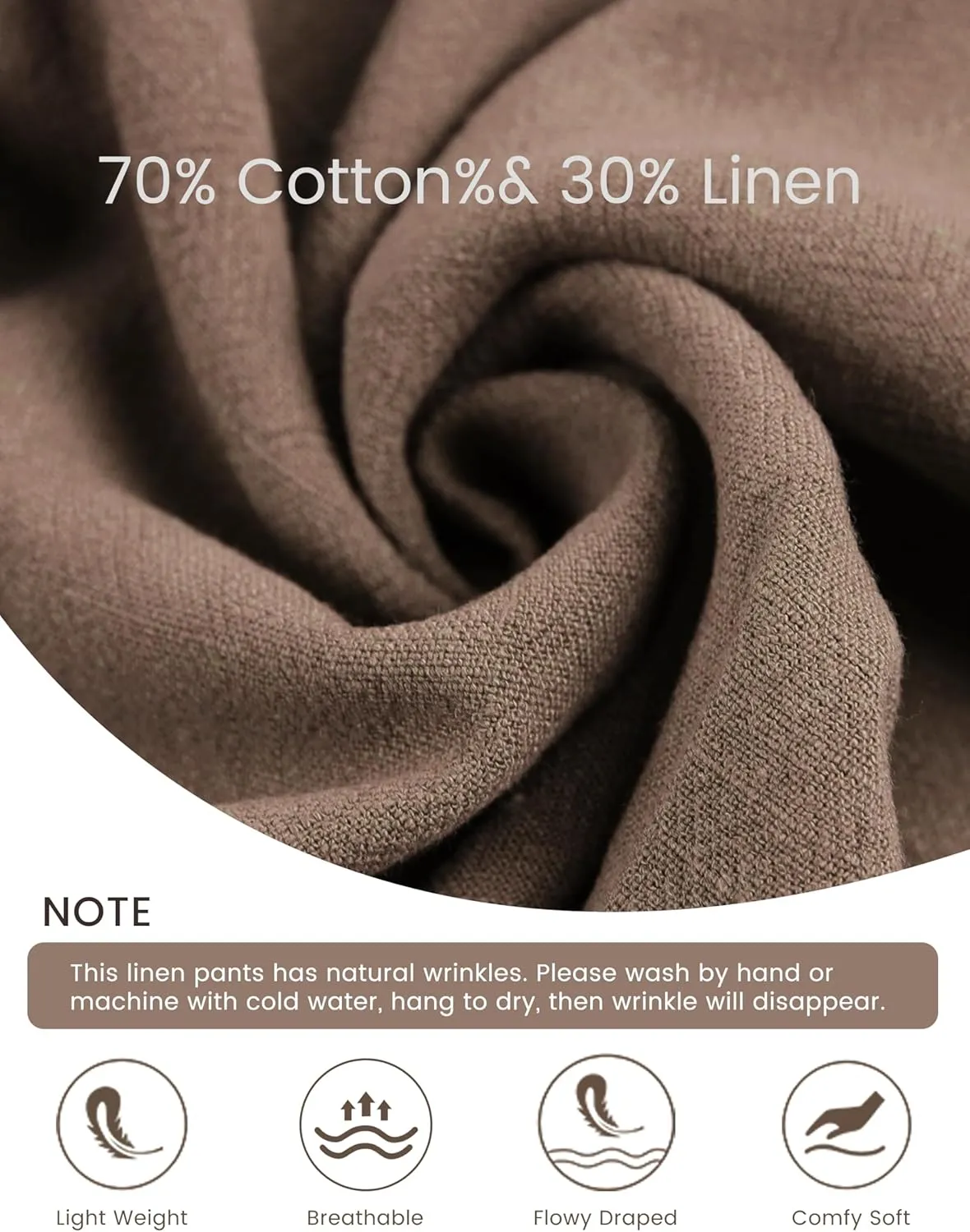 Hooever Womens Cotton Linen Pants Casual Button Up High Waisted Wide Leg Trousers