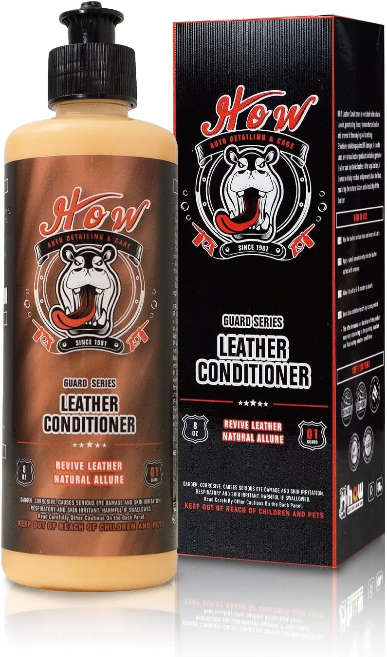 H.O.W AUTO DETAILING & CARE H.O.W 8 oz Lanolin Leather Cleaner and Conditioner for Couch, Boots and Jacket