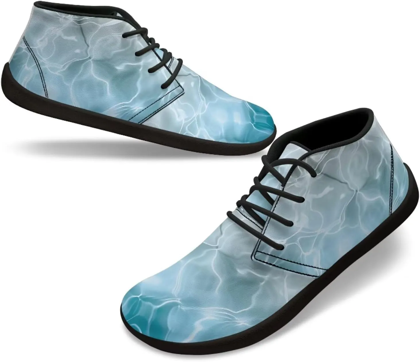 Howilath Marble Print Barefoot Sneakers Men Low Top Extra Width Anti-Skid Running Cross Training Shoe