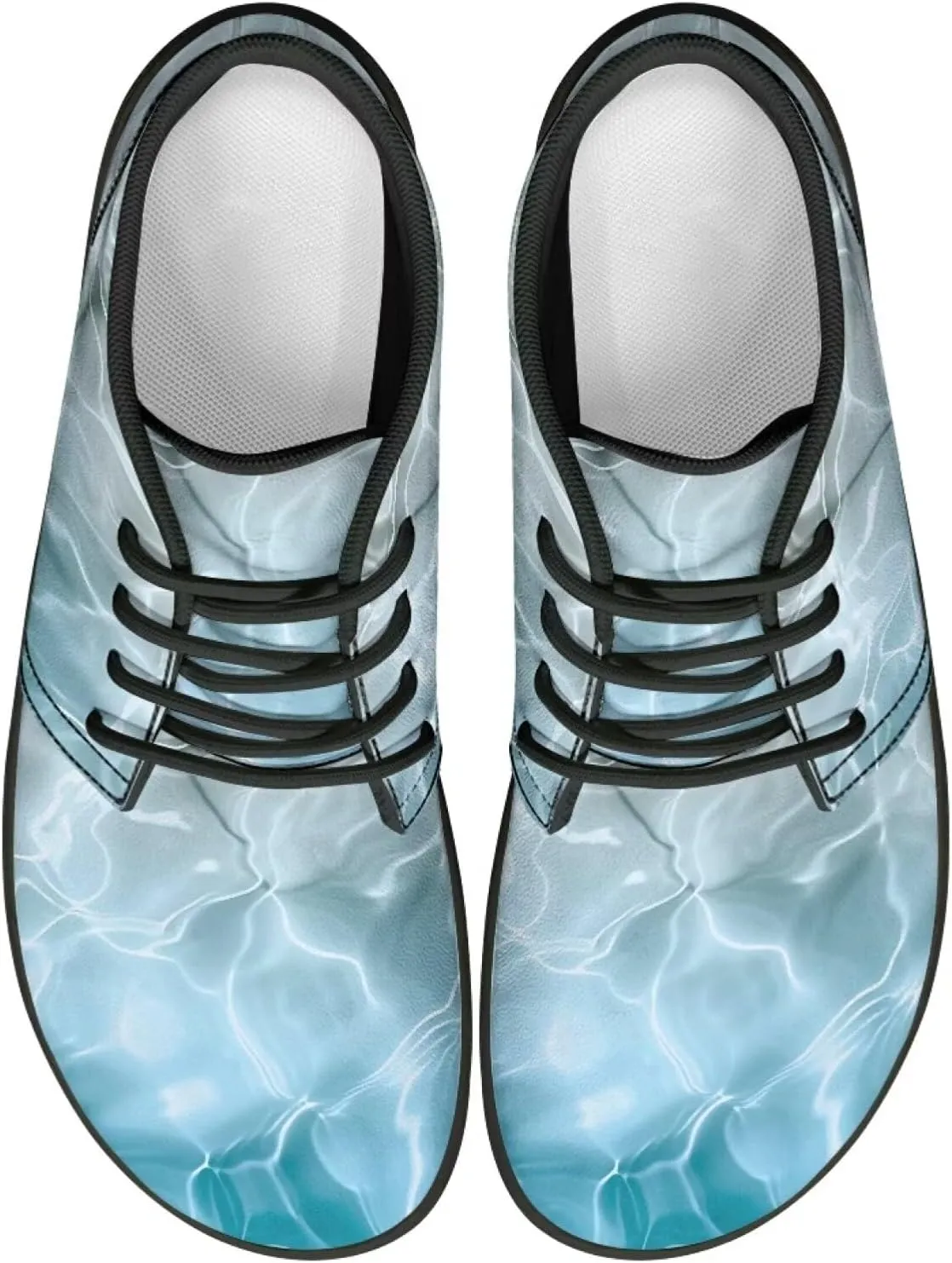 Howilath Marble Print Barefoot Sneakers Men Low Top Extra Width Anti-Skid Running Cross Training Shoe