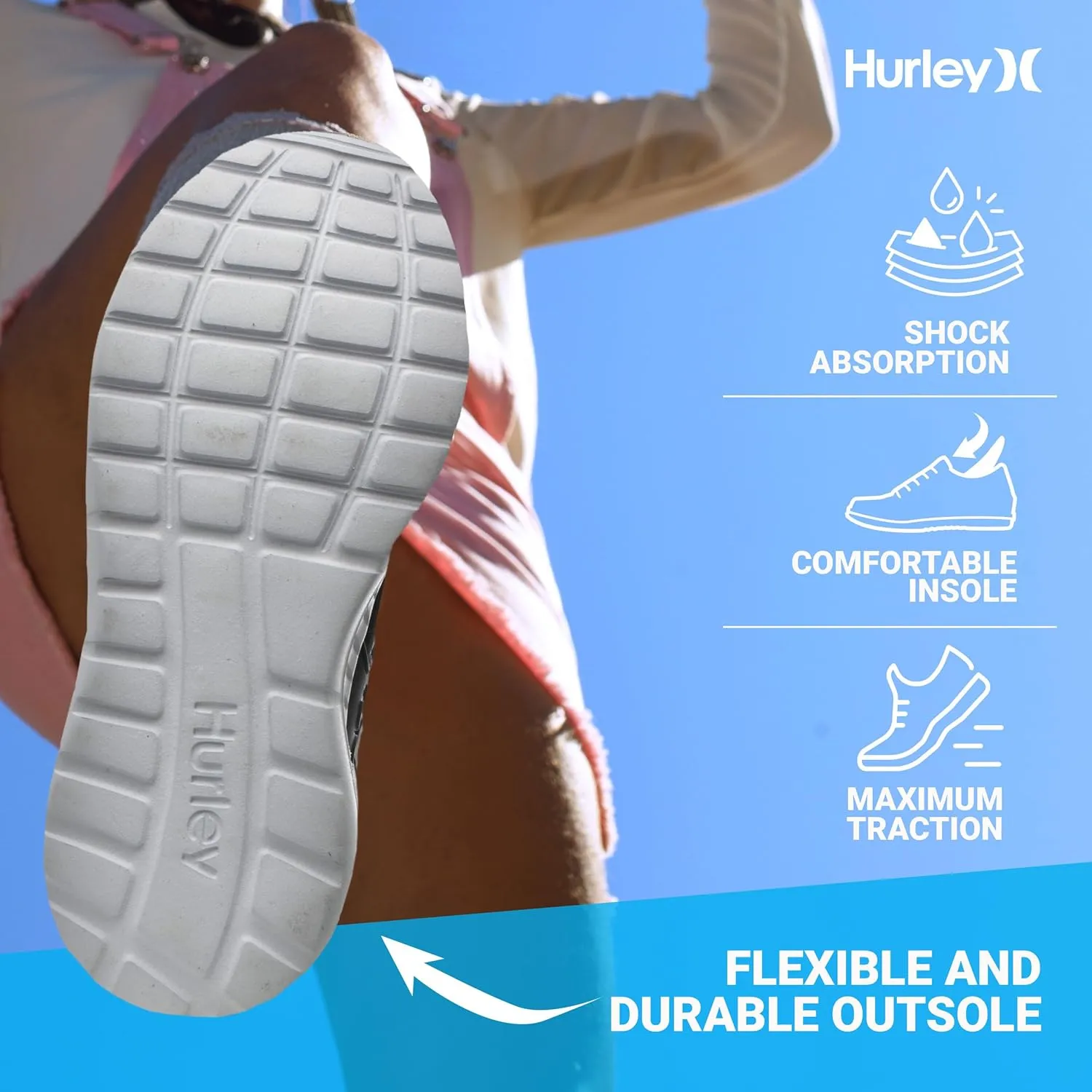 Hurley Kiwi Kids Sneakers - Versatile Sports and Running Shoes for Kids, Girls and Boys Sneaker Shoes, Durable Sports Shoes for Boys and Girls- Rubber Shoes for Children