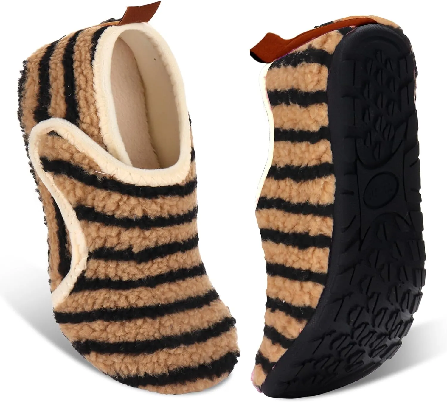 Ibeauti Womens Mens House Slippers Rubber Sole Indoor Slipper Socks Lightweight Fleece Lined Slip-on Barefoot Slippers