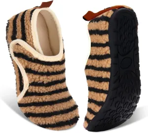 Ibeauti Womens Mens House Slippers Rubber Sole Indoor Slipper Socks Lightweight Fleece Lined Slip-on Barefoot Slippers