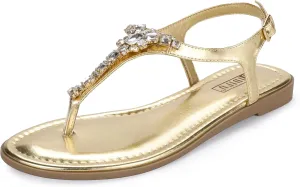 IDIFU Rhinestone Flat Sandals for Women Dressy Sparkly Thong Sandals Bling Summer Cute T Strap Dress Sandals for Wedding Bridal Bride Beach Trendy Comfortable Ladies Women's Sandals