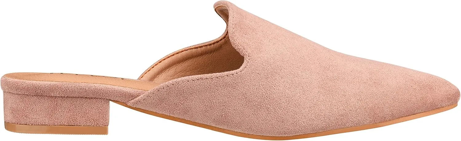 ILLUDE Women's Flat Mules Pointed Toe Backless Slip on Slides Loafer Shoes