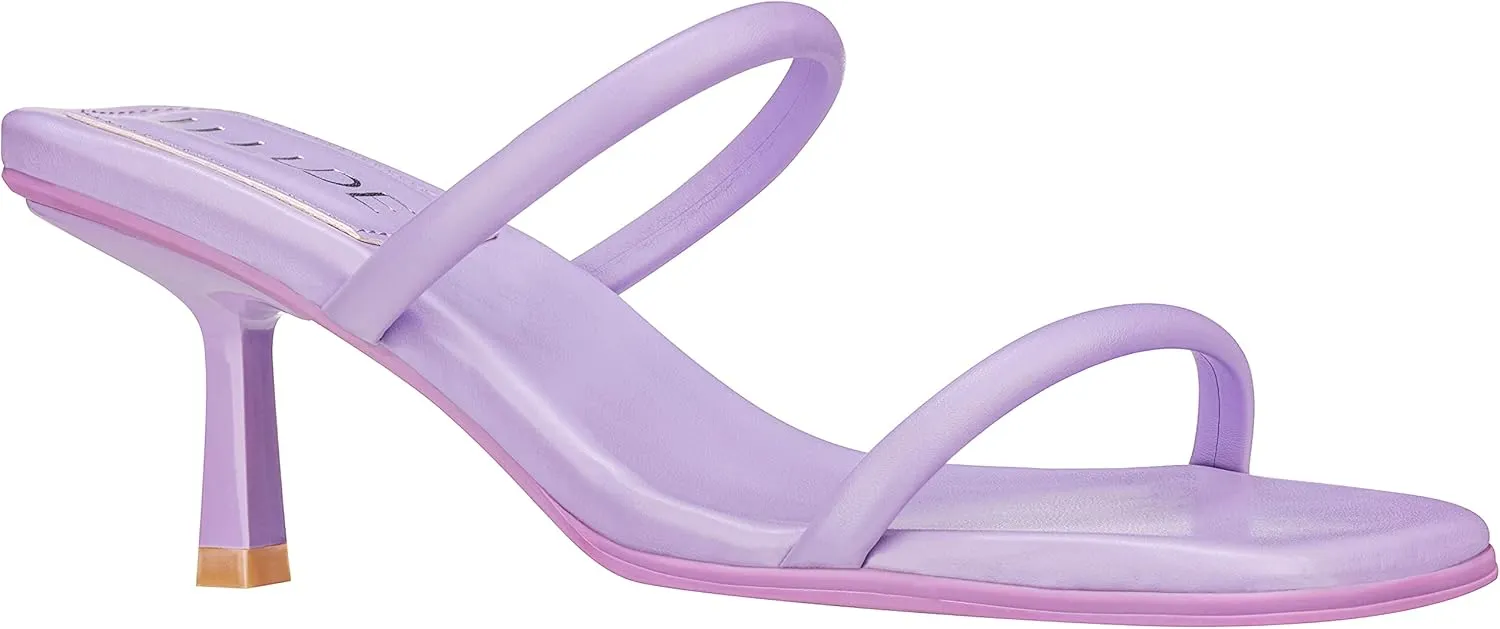 ILLUDE Women's Mules Square Toe Two Strap Low Heeled Sandals
