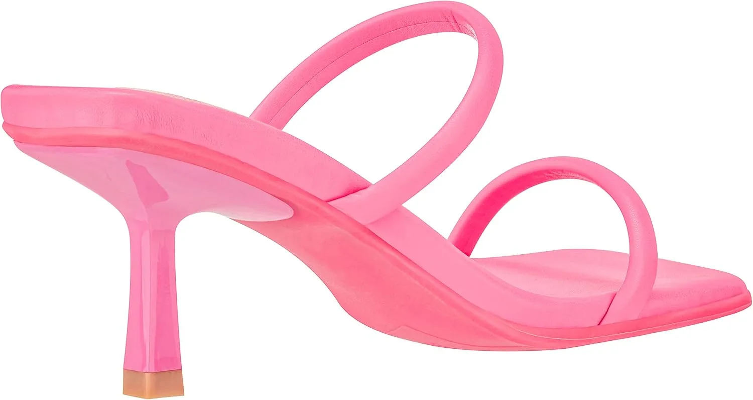 ILLUDE Women's Mules Square Toe Two Strap Low Heeled Sandals