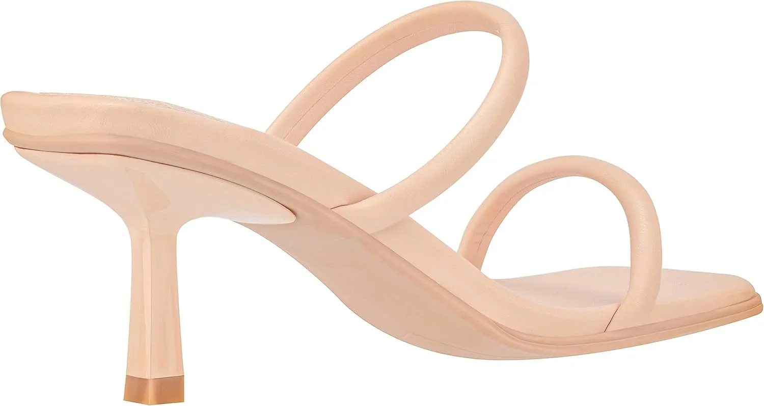 ILLUDE Women's Mules Square Toe Two Strap Low Heeled Sandals