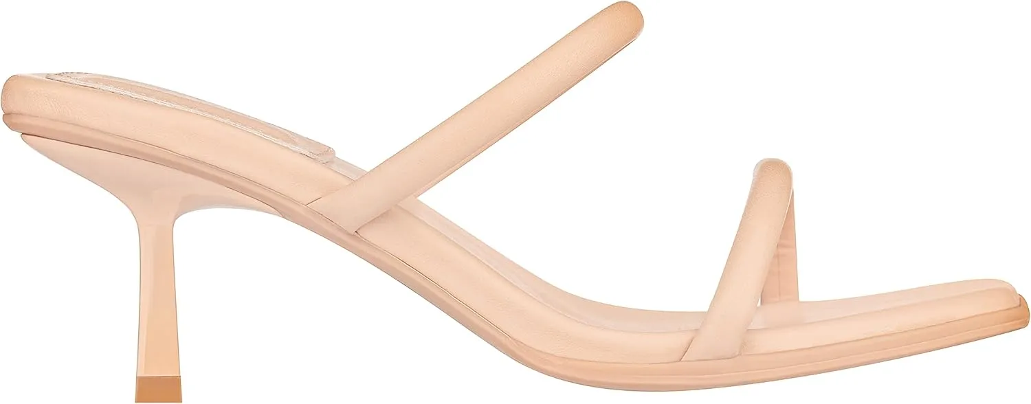 ILLUDE Women's Mules Square Toe Two Strap Low Heeled Sandals