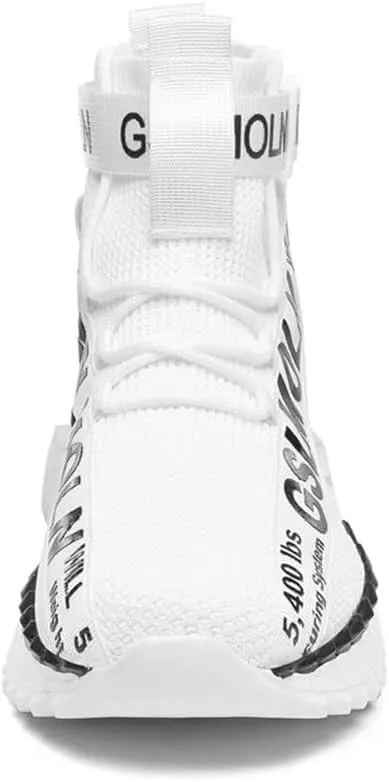Jakcuz Men's High Top Sneakers Breathable Gym Athletic Running Walking Tennis Boy Comfortable Fashion Platform Shoes