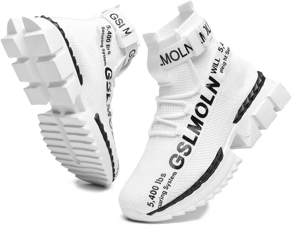Jakcuz Men's High Top Sneakers Breathable Gym Athletic Running Walking Tennis Boy Comfortable Fashion Platform Shoes
