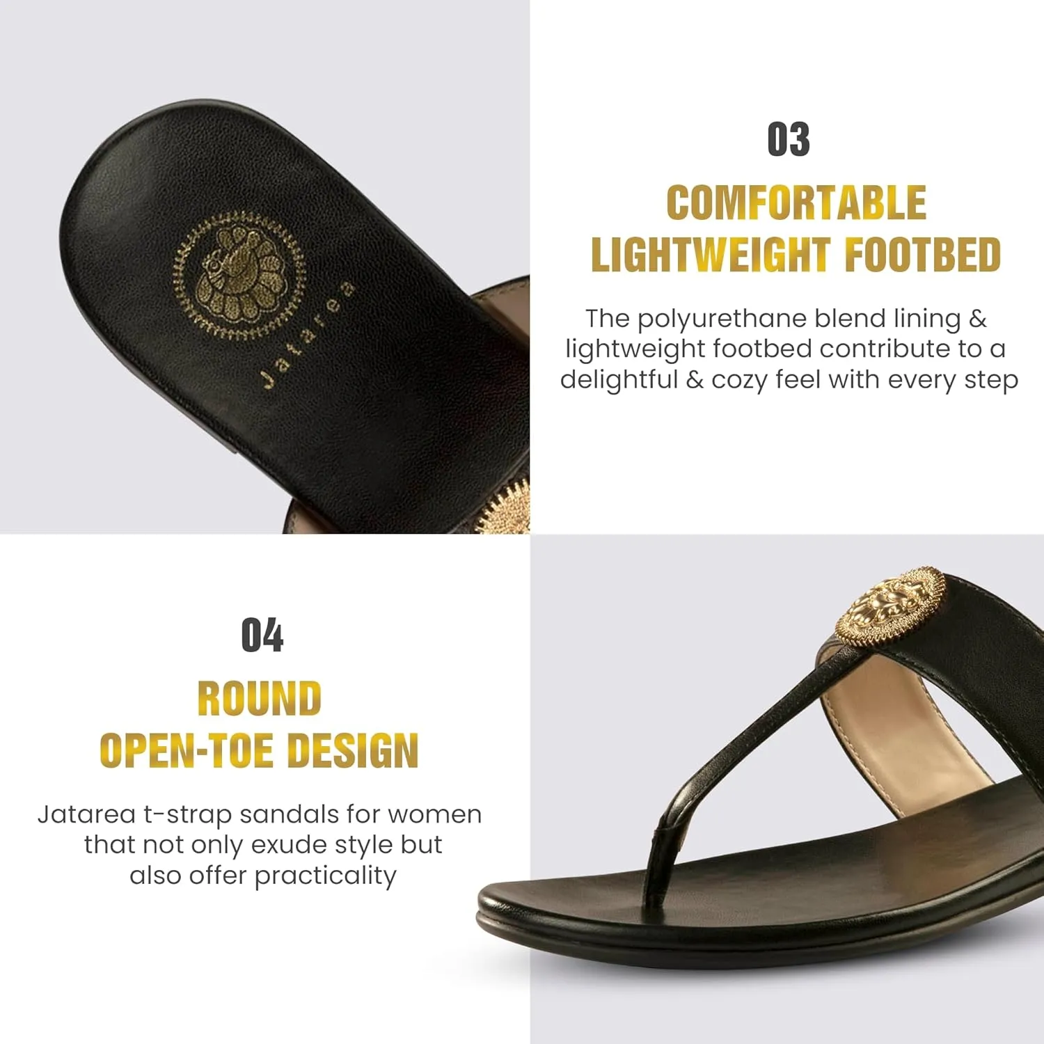 JATAREA Slip-On Flat Toe Post T-Strap Sandals for Women | Benu