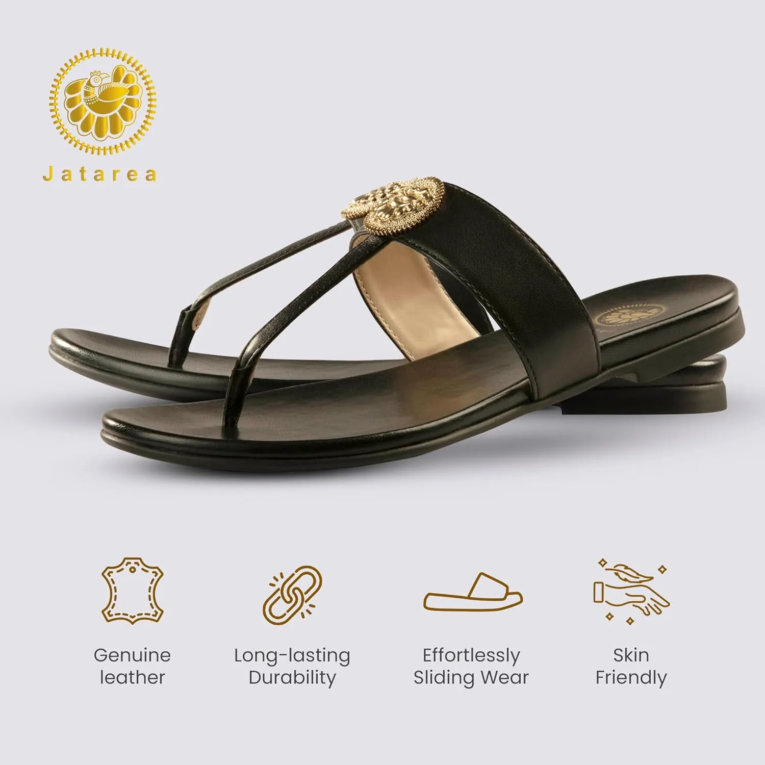 JATAREA Slip-On Flat Toe Post T-Strap Sandals for Women | Benu