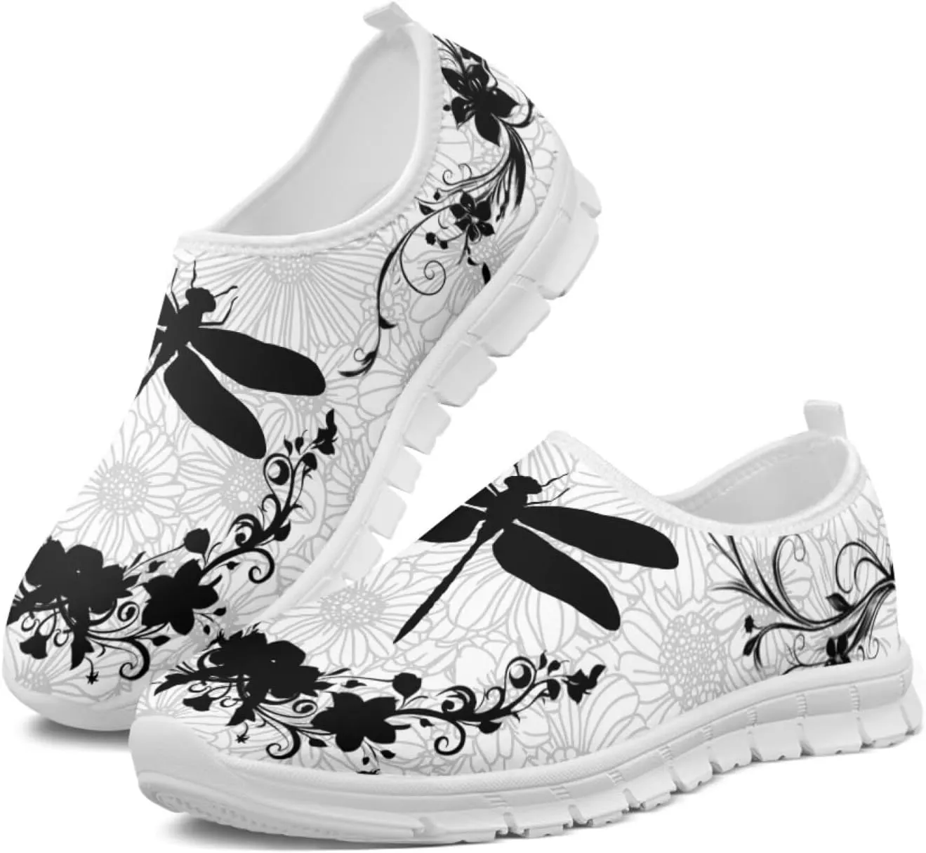 Jeiento Boho Floral Loafers for Women Slip on Shoes Flats Shoes Cozy Work Shoes