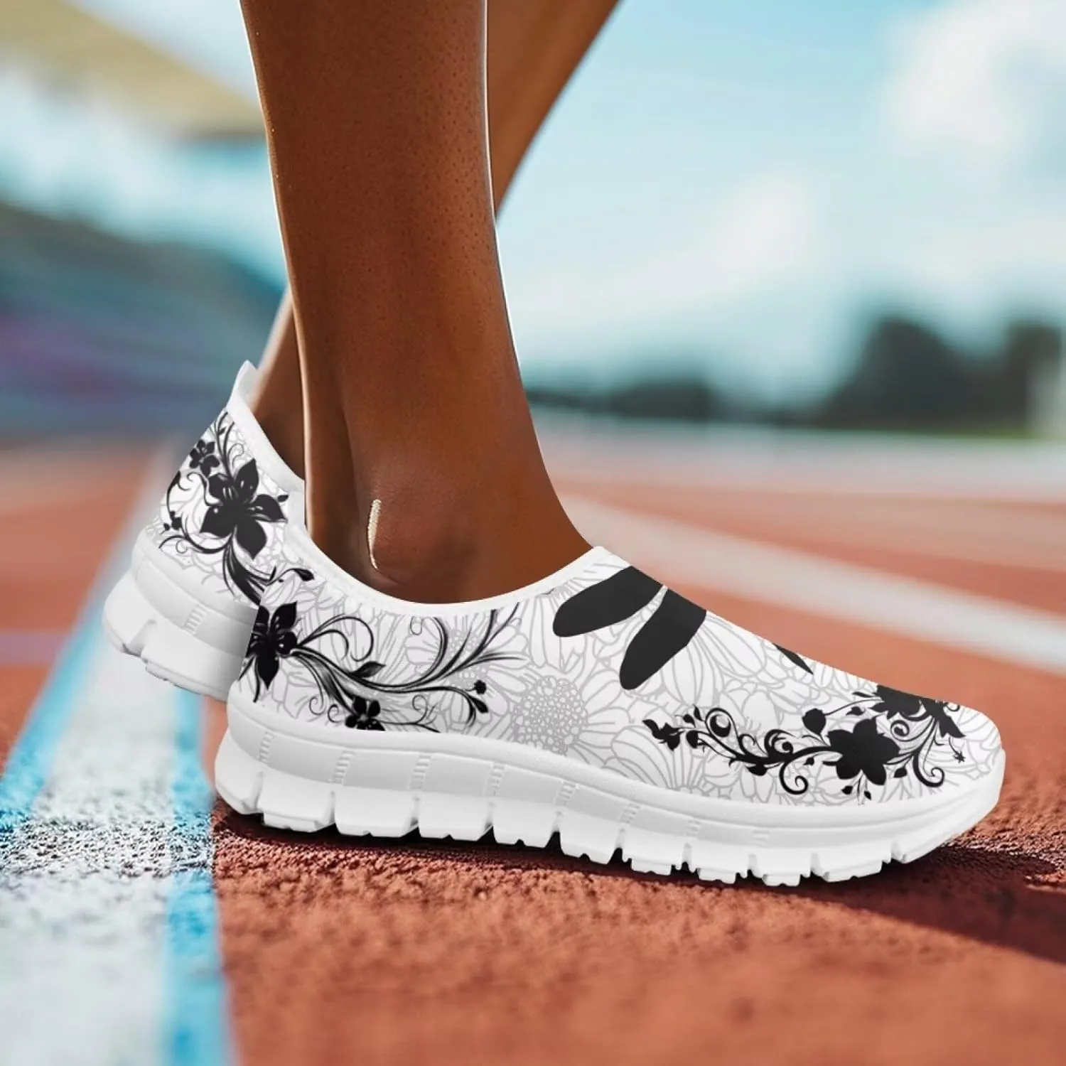 Jeiento Boho Floral Loafers for Women Slip on Shoes Flats Shoes Cozy Work Shoes