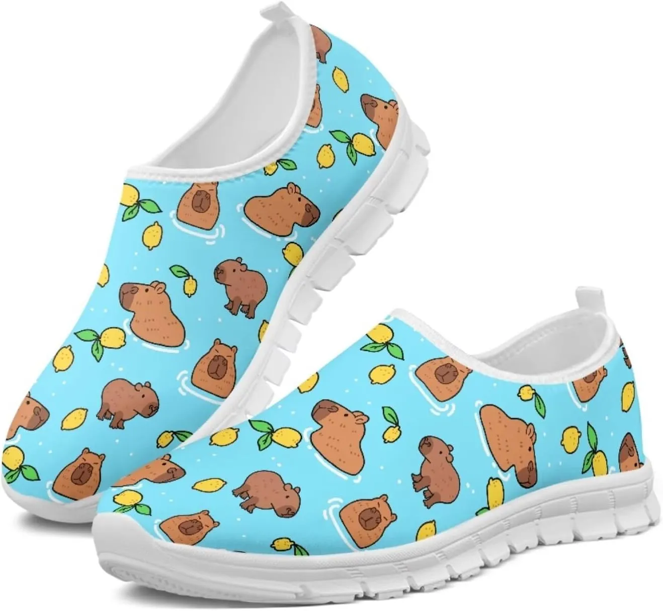 Jeiento Cute Capybara Slip On Shoes for Women Breathable Dressy Shoes Fashion Travel Shoes