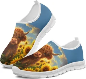 Jeiento Women's Classic Casual Loafers Lovely Highland Cow Slip On Comfort Walking Shoes