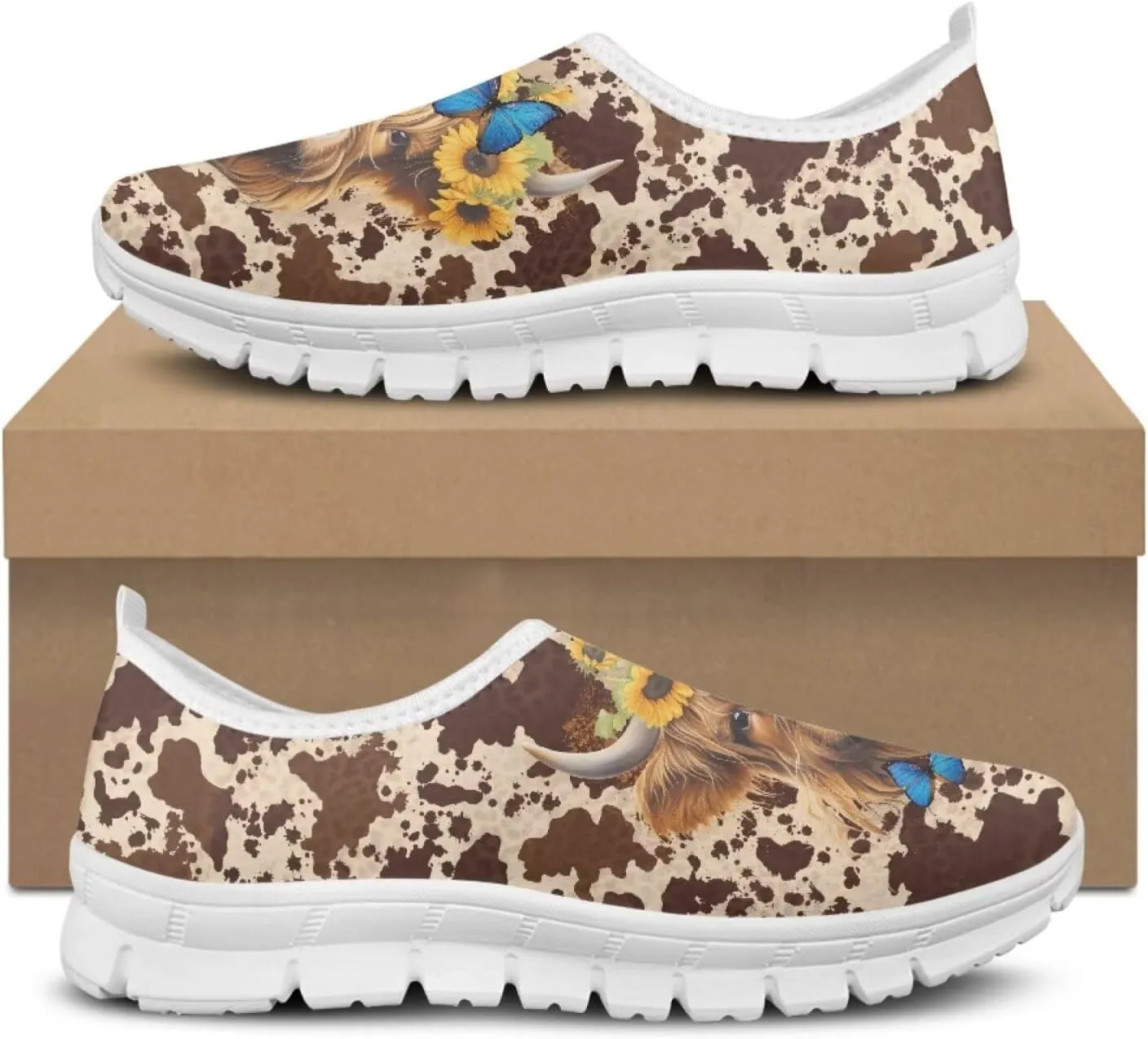 Jeiento Women's Classic Casual Loafers Lovely Highland Cow Slip On Comfort Walking Shoes