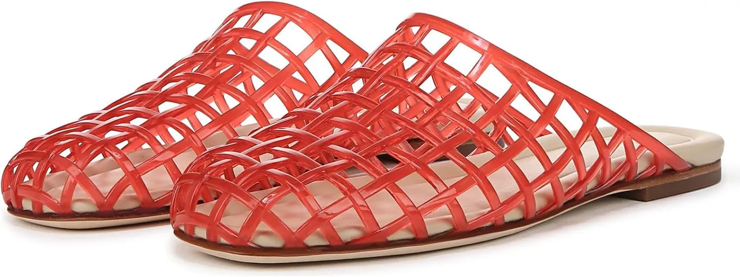 Jelly Shoes for Women Clear Jelly Mesh Slides Sandals Comfortable Closed Round Toe Flat Sandals Slip On Summer Beach Slippers