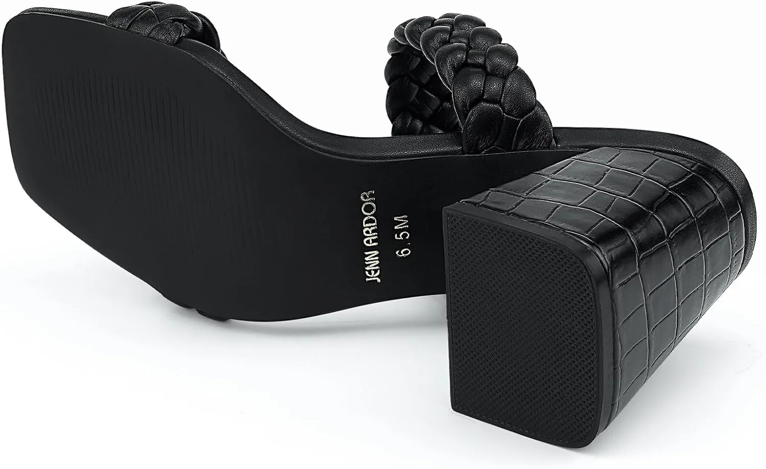 JENN ARDOR Women's Heeled Sandals Chunky Heel Square Toe Strappy Braided Sandals for Women Mules Heels Comfortable Slide Dress Sandals