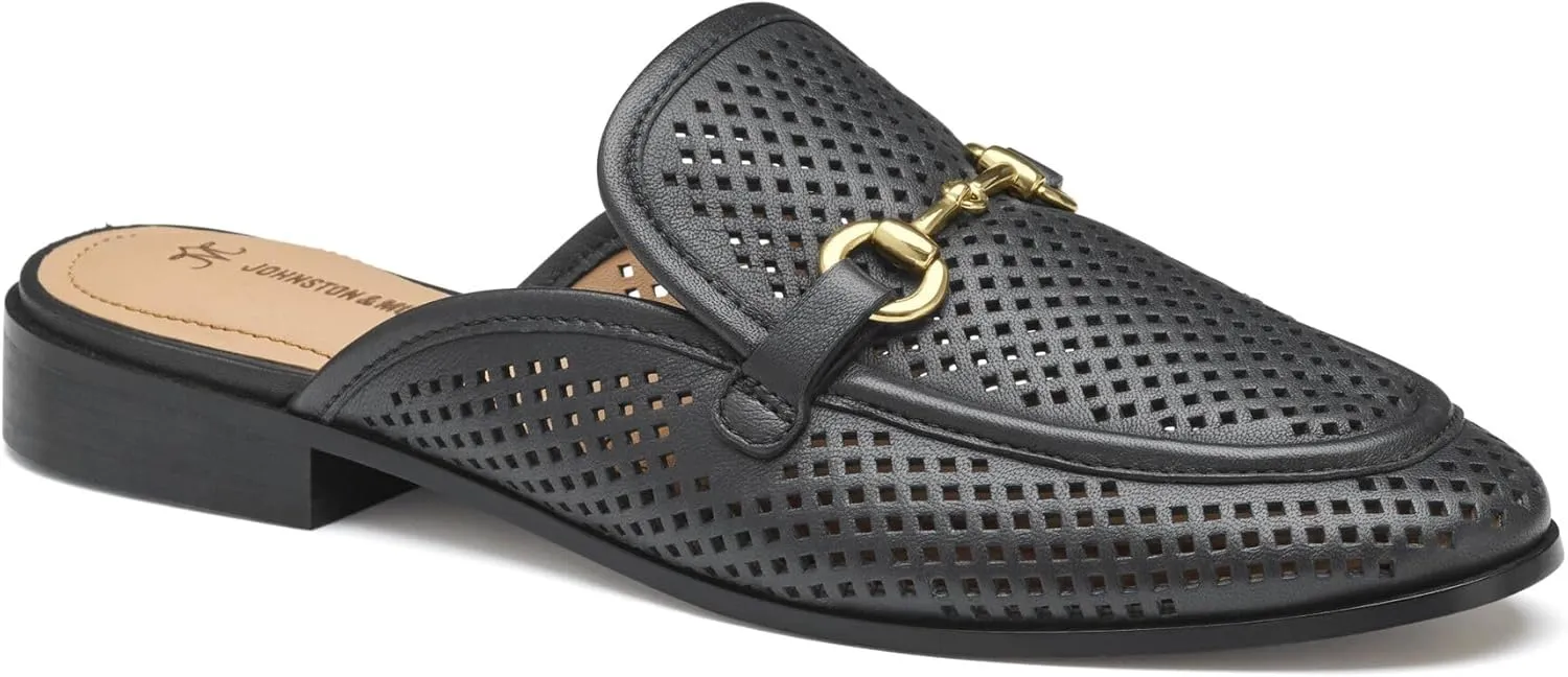 Johnston & Murphy Perfed Bit Mule Women’s Shoe, Women’s Dress Shoes, Office Shoes for Women, Slip On Leather Mules