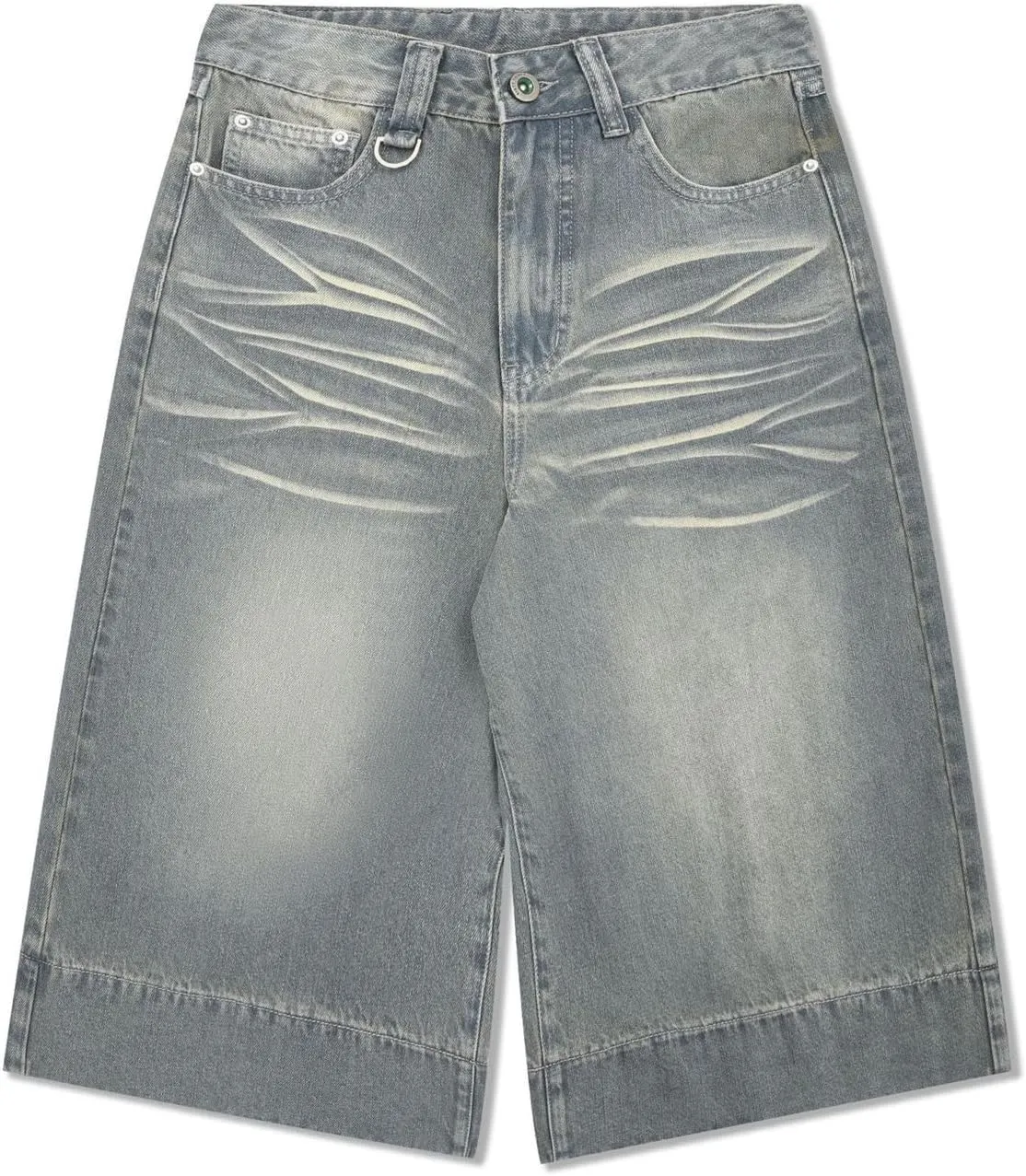 Jorts Women's & Men's Black Denim Shorts Jean Shorts Y2k Style Long Jorts Wide Leg Baggy with Pockets