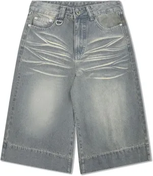 Jorts Women's & Men's Black Denim Shorts Jean Shorts Y2k Style Long Jorts Wide Leg Baggy with Pockets