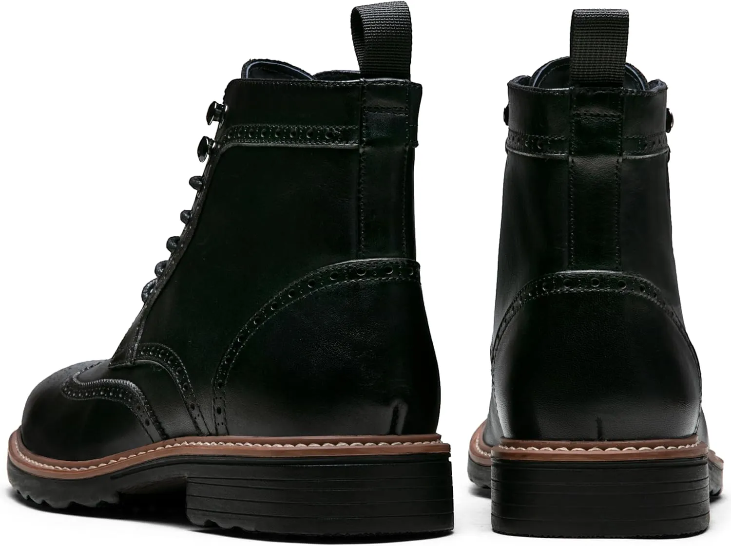 Jousen Leather Boots for Men Dress Retro Classic Design Mens Boots Cap Toe Boot Black Rubber Sole
