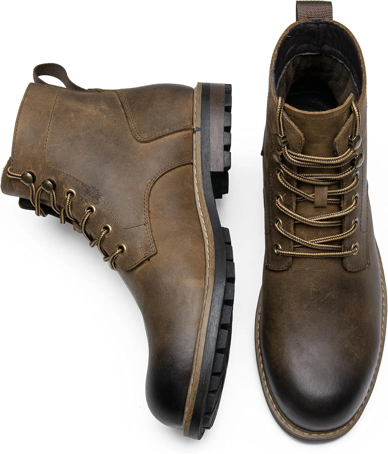 Jousen Men Chukka Boots Premium Leather Black Boots