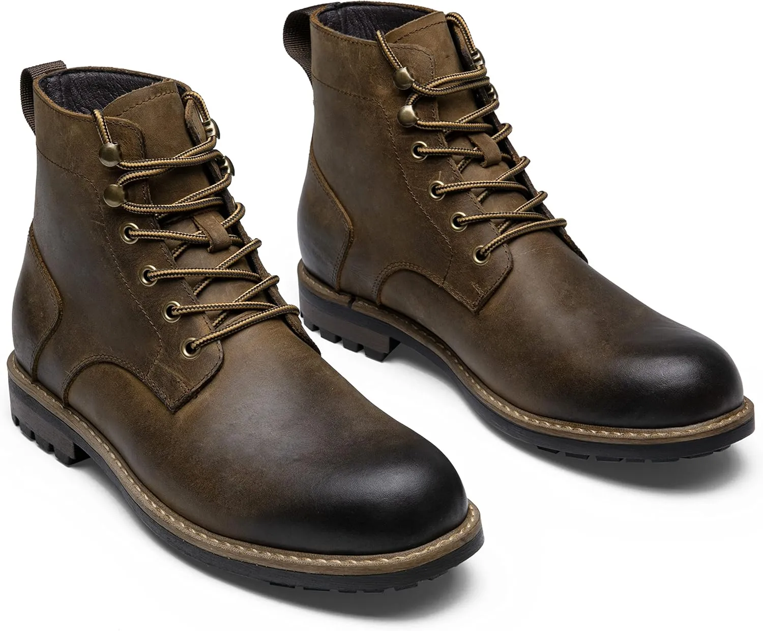 Jousen Men Chukka Boots Premium Leather Black Boots