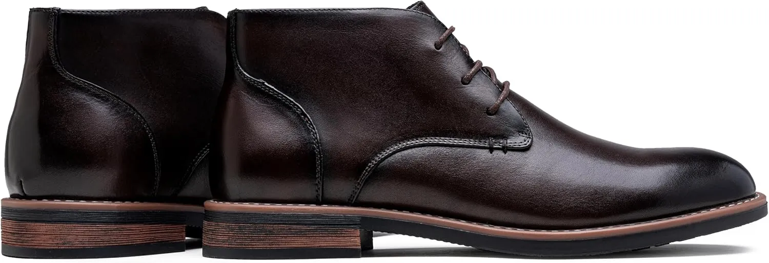 Jousen Men Chukka Boots Premium Leather Black Boots