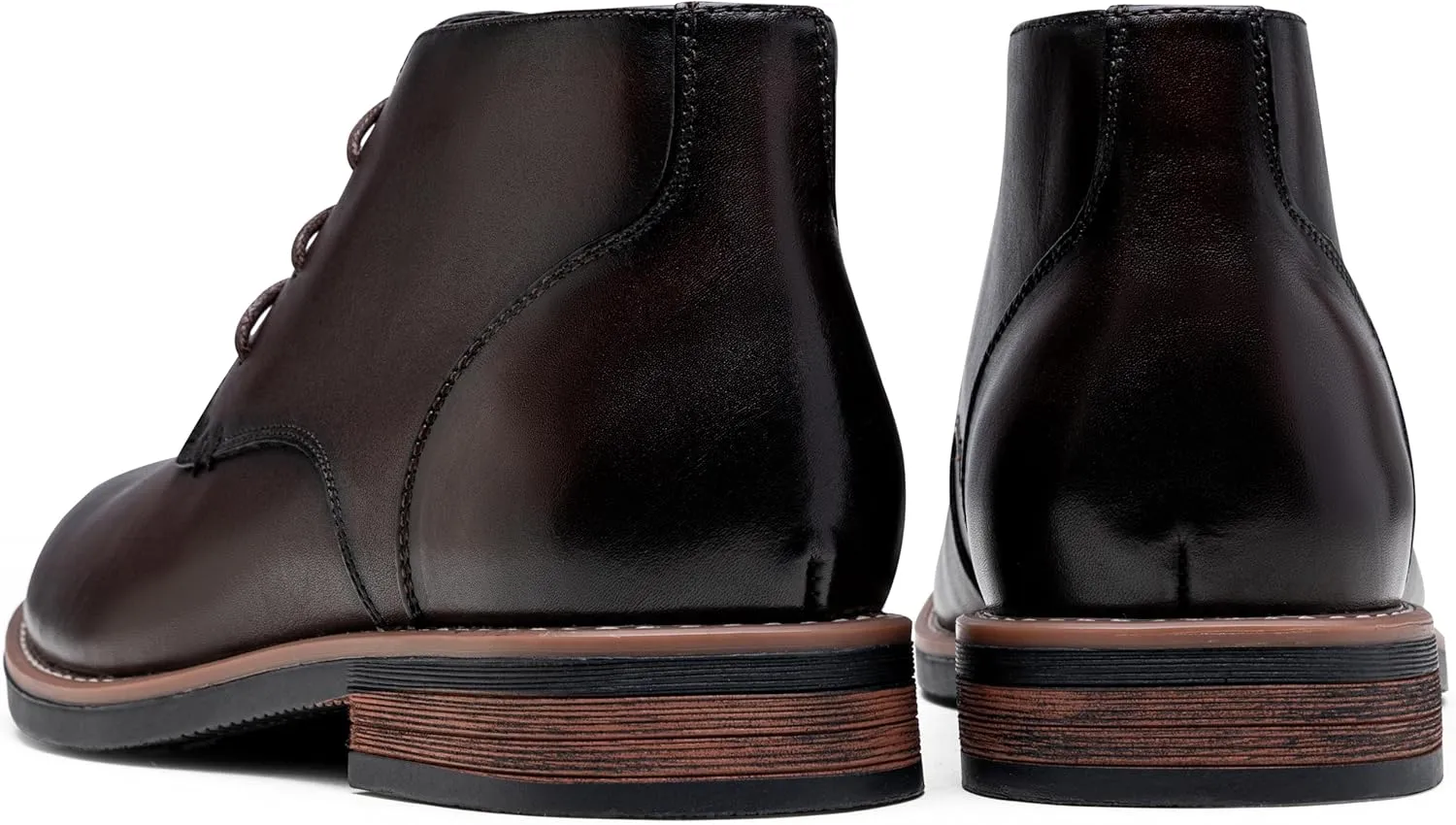 Jousen Men Chukka Boots Premium Leather Black Boots