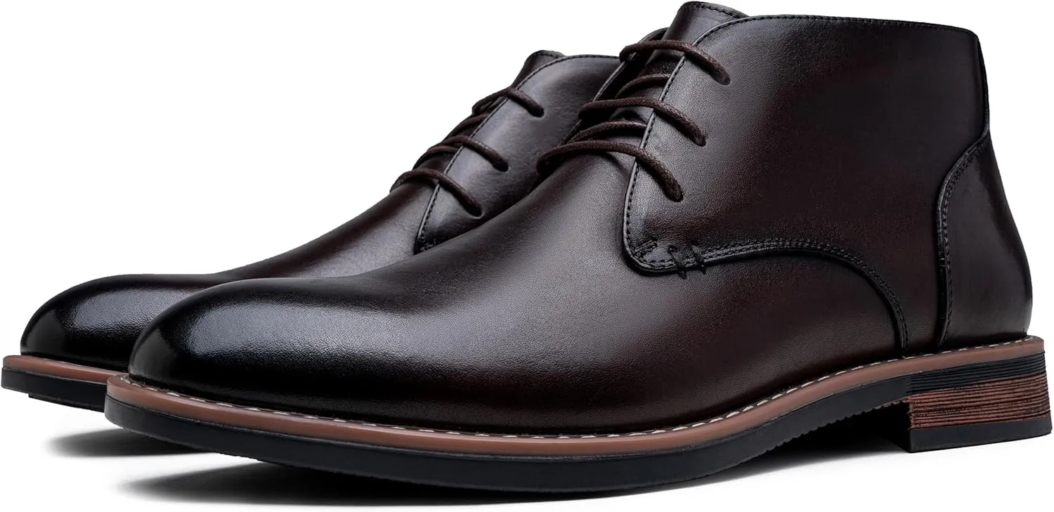 Jousen Men Chukka Boots Premium Leather Black Boots