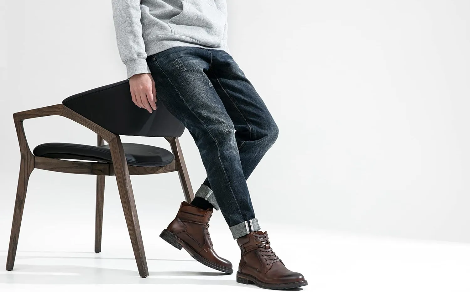 Jousen Mens Boots Casual Leather Boots for Men Chukka Fashion Men's Dress Boots
