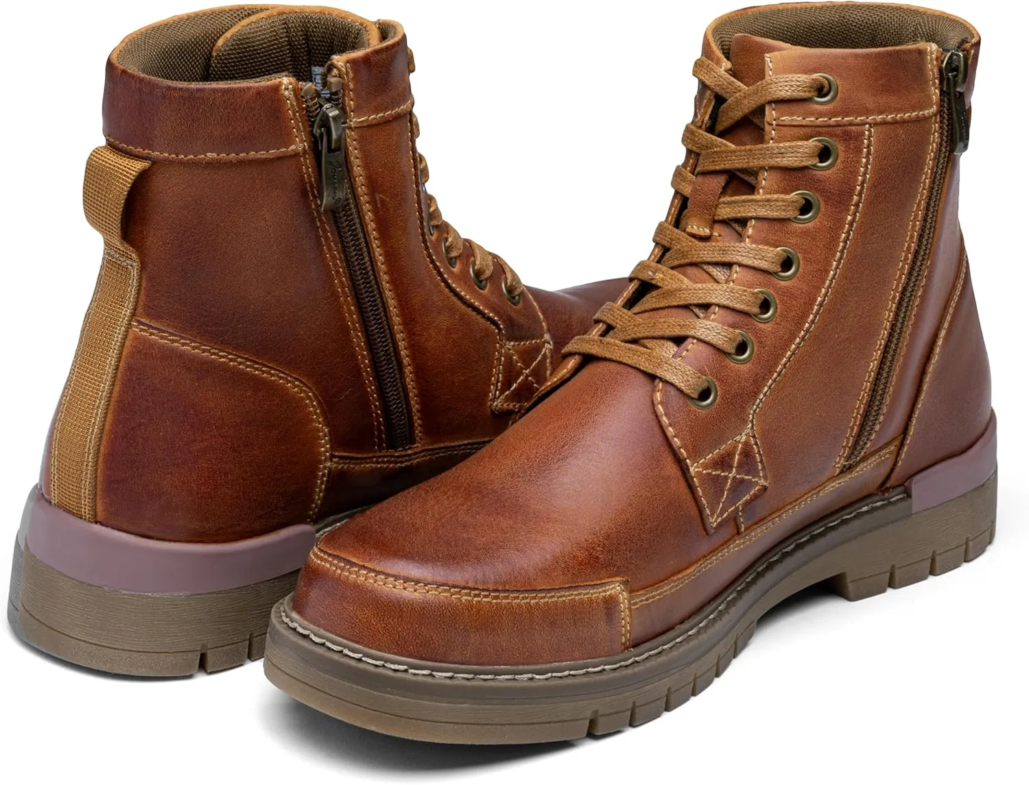 Jousen Men's Boots Chukka Motorcycle Boots Premium Leather Casual Combat Ankle Dress Boot for Men