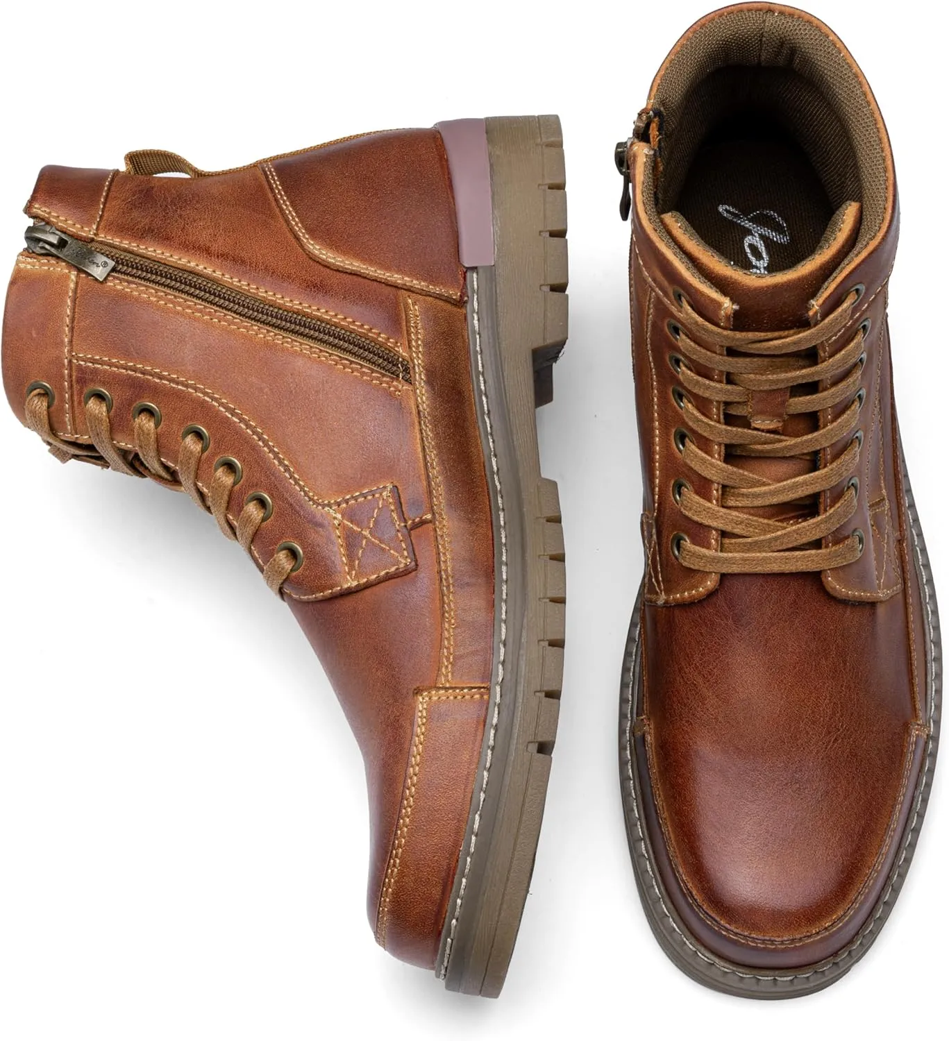 Jousen Men's Boots Chukka Motorcycle Boots Premium Leather Casual Combat Ankle Dress Boot for Men