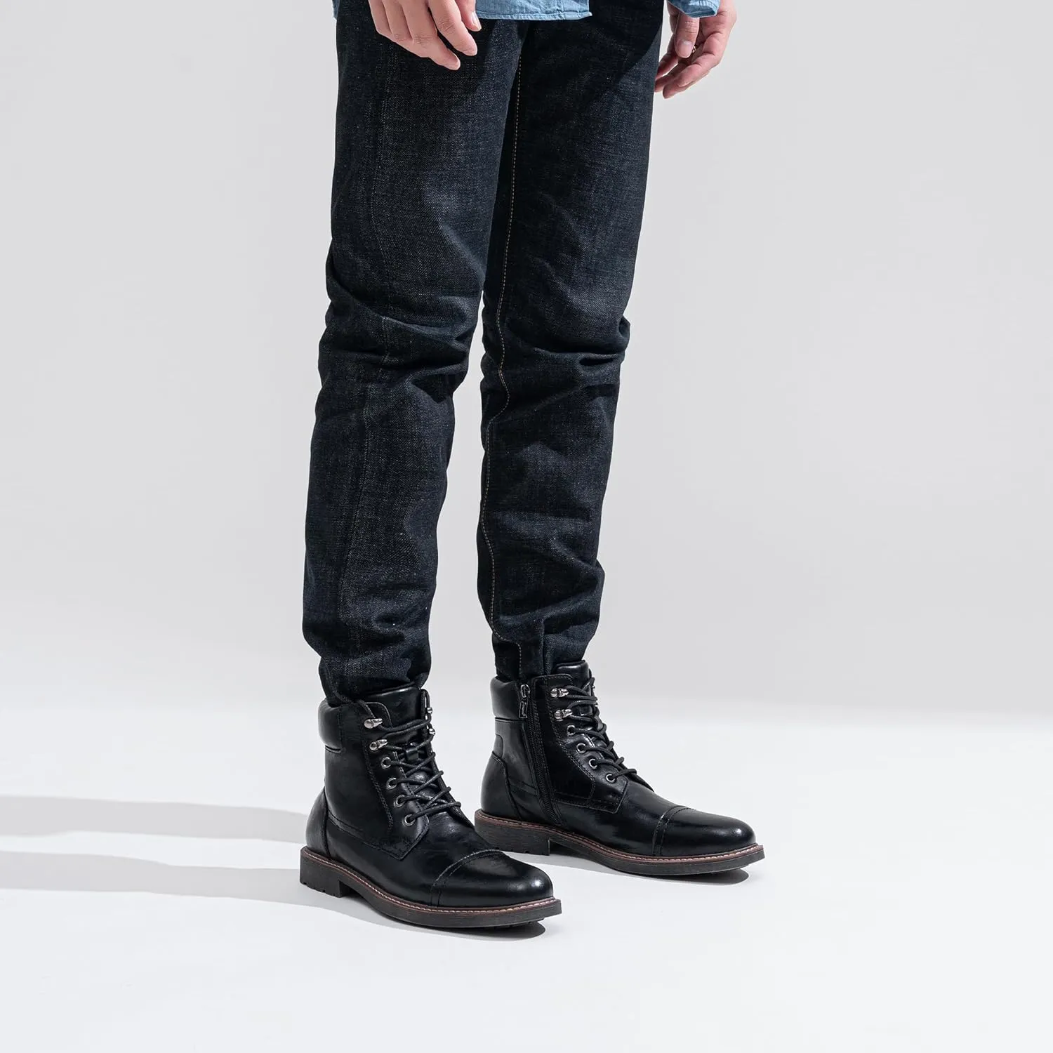 Jousen Mens Boots Leahter Retro Dress Boots for Men Cap Toe Boots for Men