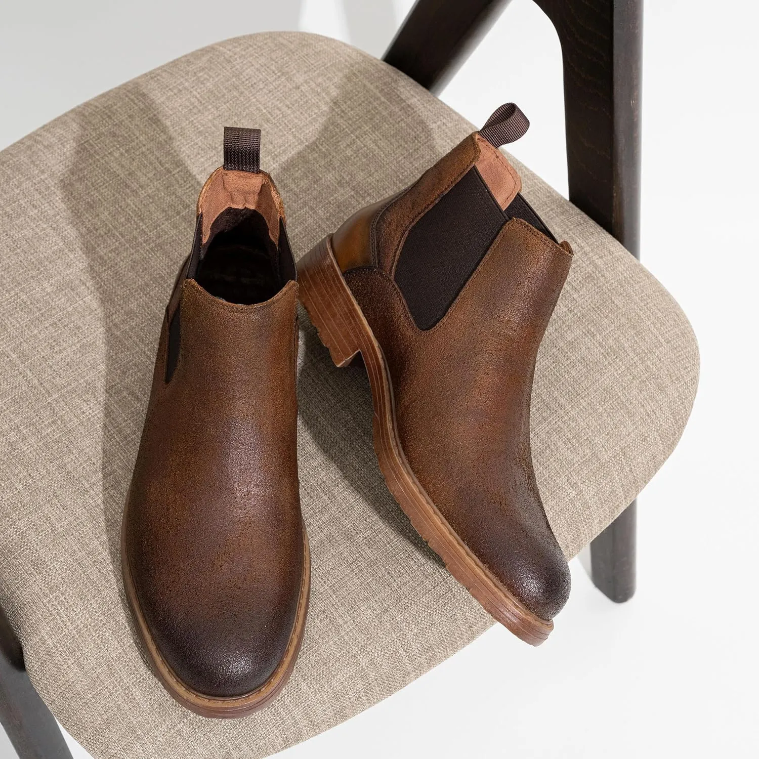Jousen Men's Chelsea Boots Leather Distressed Boots for Men