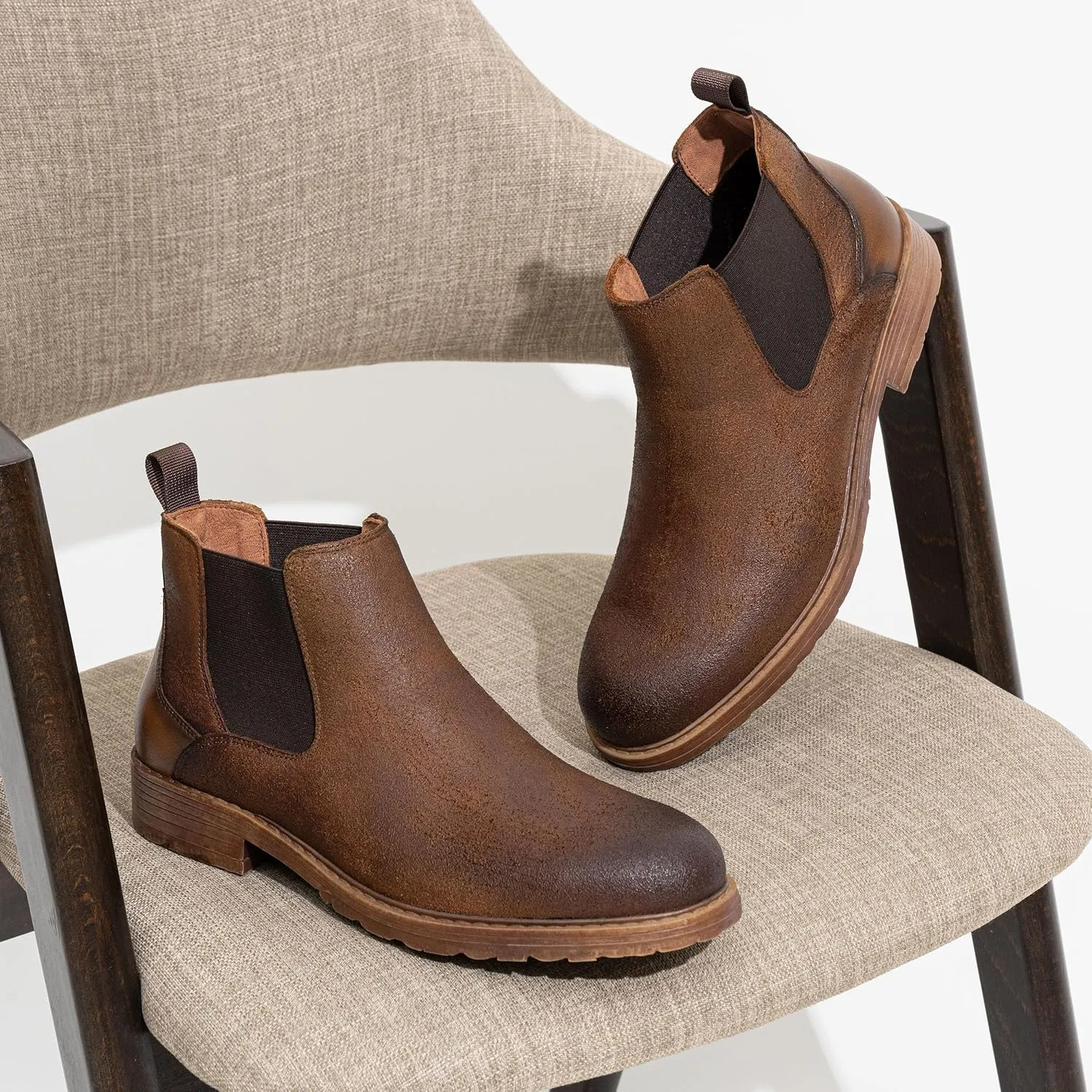Jousen Men's Chelsea Boots Leather Distressed Boots for Men