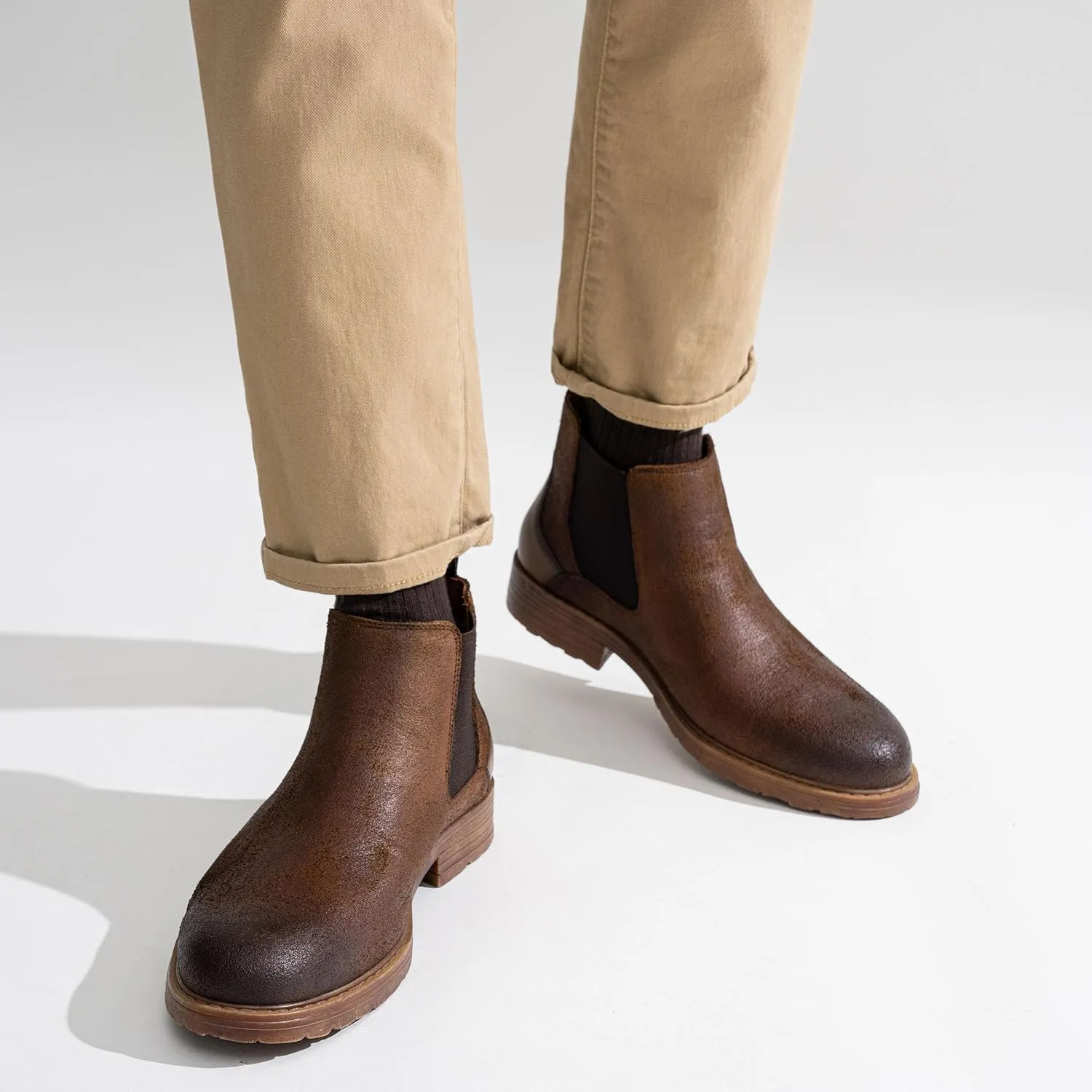 Jousen Men's Chelsea Boots Leather Distressed Boots for Men