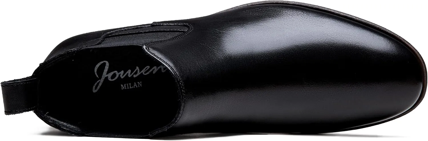 Jousen Men's Chelsea Boots Leather Lightweight Casual Chukka Ankle Boots Classic Elastic Dress Boots for Men
