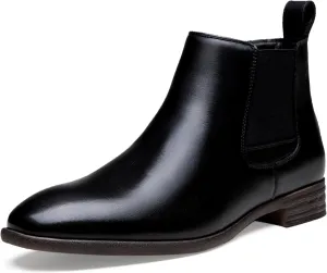 Jousen Men's Chelsea Boots Leather Lightweight Casual Chukka Ankle Boots Classic Elastic Dress Boots for Men